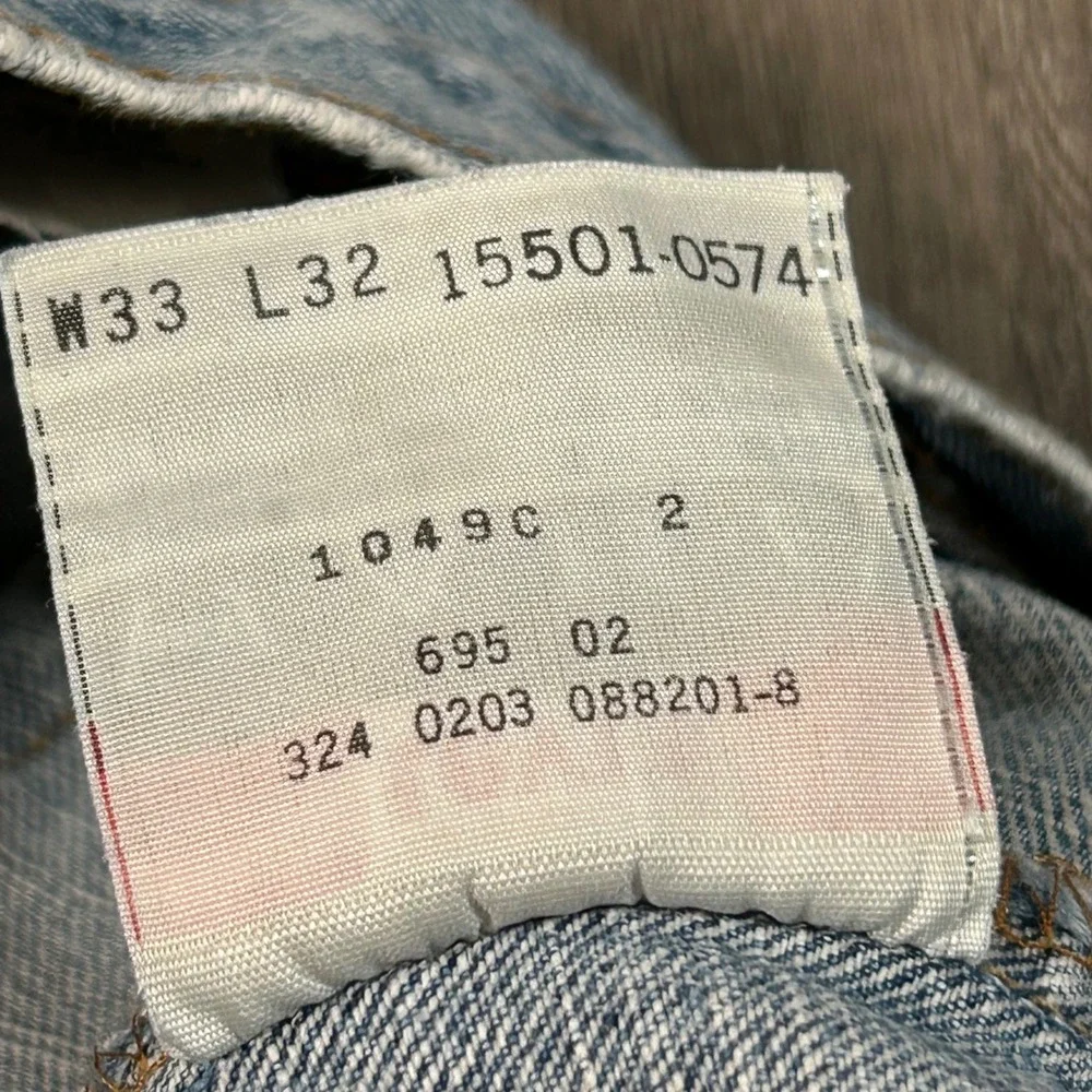 Vintage Levis 501 Original Fit Jeans 33x32 Fits 33X31 Light Wash Blue Button Fly